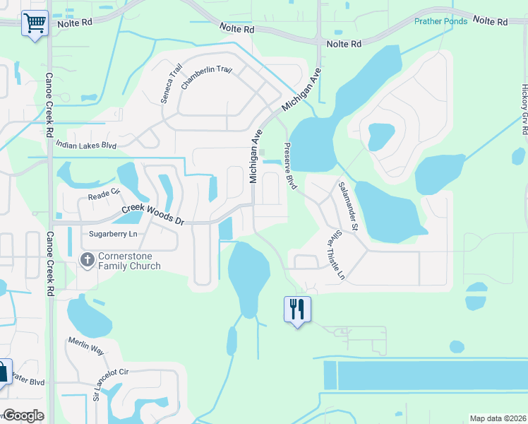 map of restaurants, bars, coffee shops, grocery stores, and more near 1021 Megan Court in St. Cloud