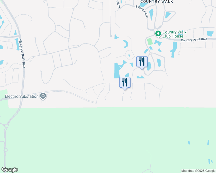 map of restaurants, bars, coffee shops, grocery stores, and more near 3925 Fraccareta Way in Wesley Chapel