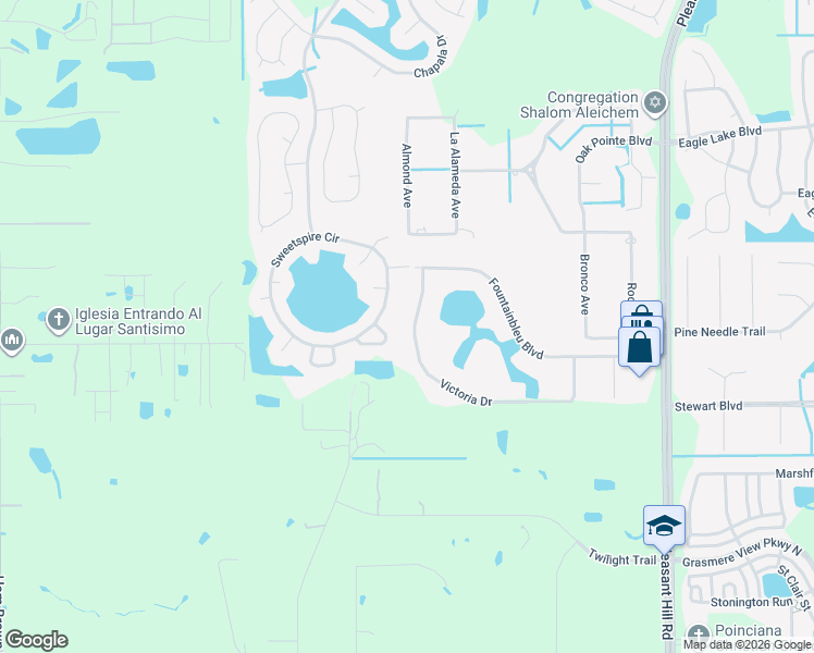 map of restaurants, bars, coffee shops, grocery stores, and more near 3150 Victoria Drive in Kissimmee