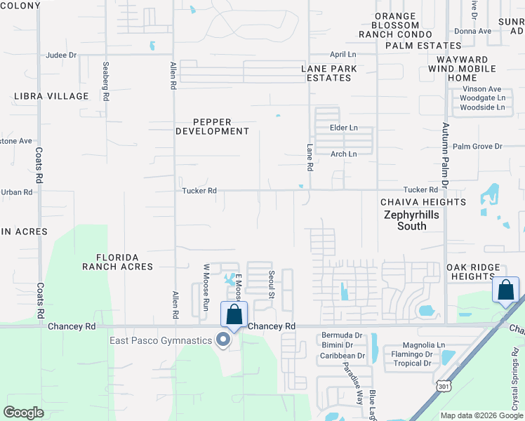 map of restaurants, bars, coffee shops, grocery stores, and more near 37318 Tucker Road in Zephyrhills