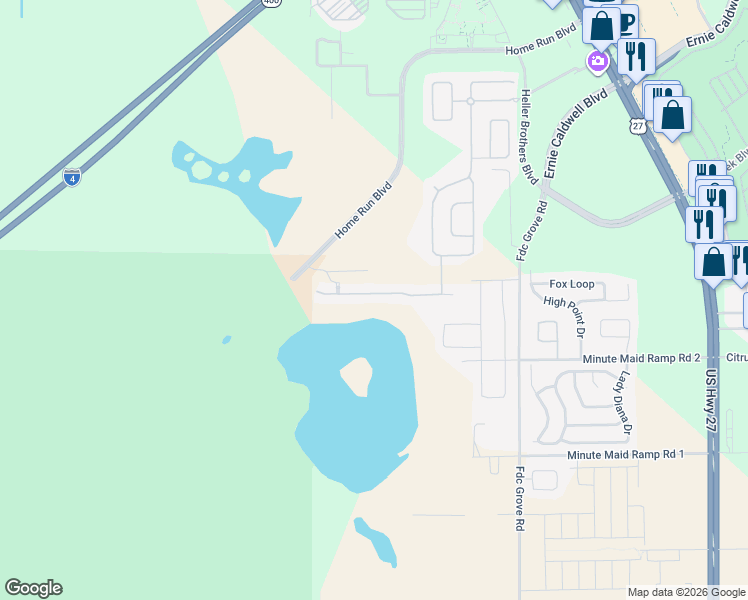 map of restaurants, bars, coffee shops, grocery stores, and more near 433 Sunset View Drive in Davenport