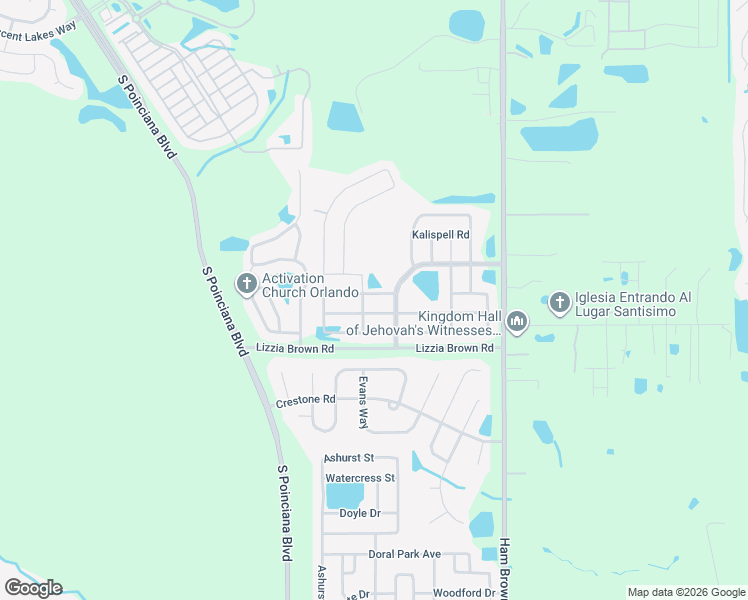 map of restaurants, bars, coffee shops, grocery stores, and more near 2816 Glendive Drive in Kissimmee