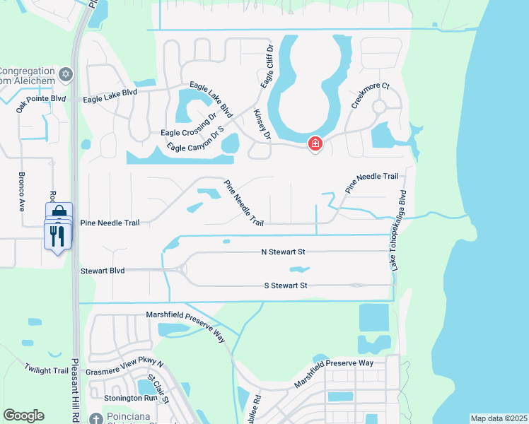 map of restaurants, bars, coffee shops, grocery stores, and more near 2862 Mahogany Court in Kissimmee