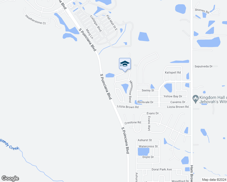 map of restaurants, bars, coffee shops, grocery stores, and more near 2870 Tanzanite Terrace in Kissimmee