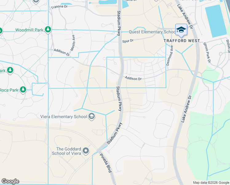 map of restaurants, bars, coffee shops, grocery stores, and more near 8150 Stadium Parkway in Melbourne
