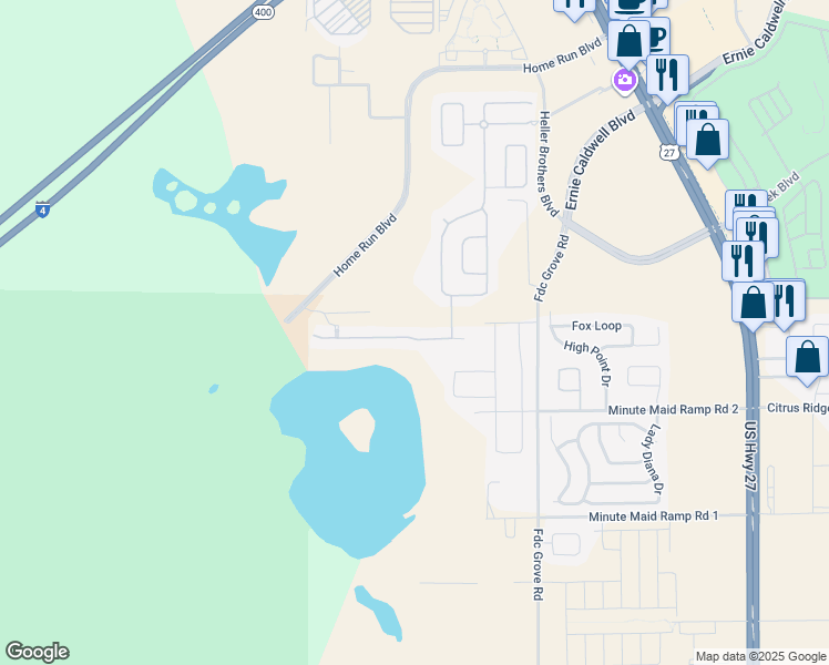 map of restaurants, bars, coffee shops, grocery stores, and more near 310 Sunset View Drive in Davenport