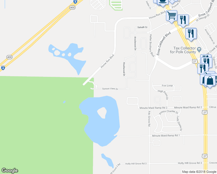 map of restaurants, bars, coffee shops, grocery stores, and more near 422 Sunset View Drive in Davenport