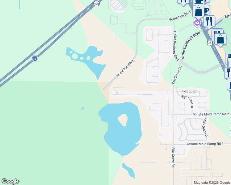 map of restaurants, bars, coffee shops, grocery stores, and more near 606 Sunset View Drive in Davenport