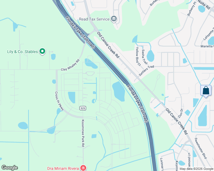map of restaurants, bars, coffee shops, grocery stores, and more near Florida's Turnpike in St. Cloud