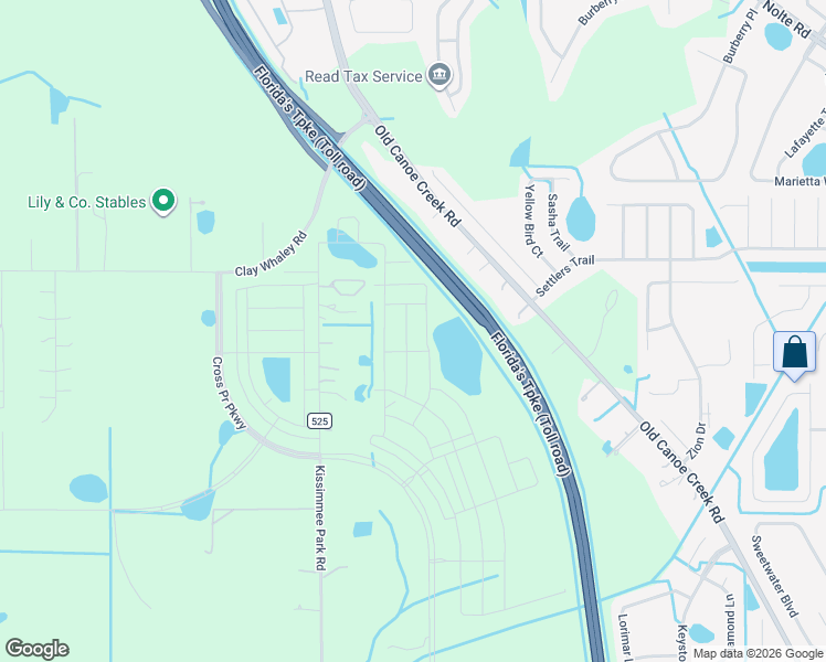 map of restaurants, bars, coffee shops, grocery stores, and more near Florida's Turnpike in St. Cloud