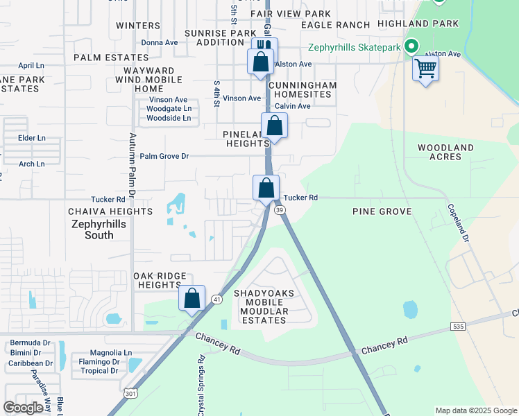 map of restaurants, bars, coffee shops, grocery stores, and more near 38437 Clyde Drive in Zephyrhills