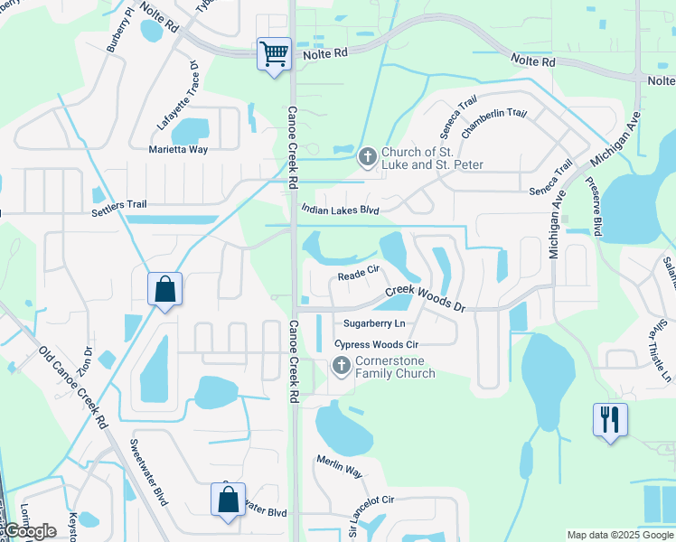 map of restaurants, bars, coffee shops, grocery stores, and more near 1518 Reade Circle in Saint Cloud