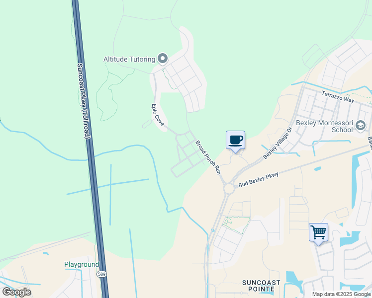 map of restaurants, bars, coffee shops, grocery stores, and more near 3974 Blue Lantana Lane in Land O' Lakes