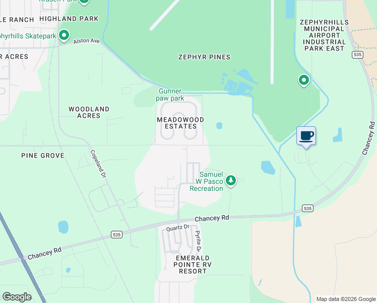 map of restaurants, bars, coffee shops, grocery stores, and more near 3928 Quaker Ridge Street in Zephyrhills