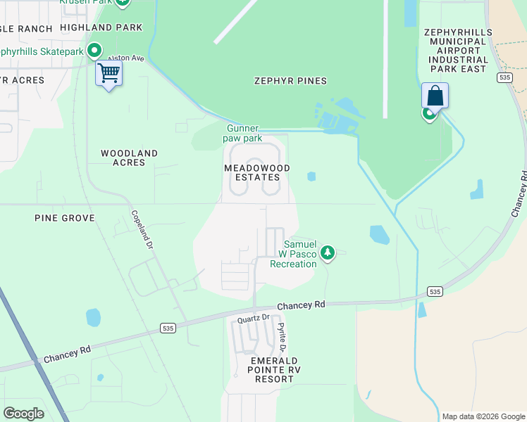 map of restaurants, bars, coffee shops, grocery stores, and more near 3928 Quaker Ridge Street in Zephyrhills