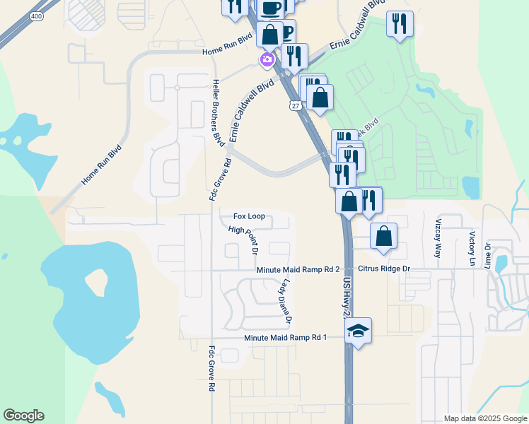 map of restaurants, bars, coffee shops, grocery stores, and more near 326 Fox Loop in Davenport