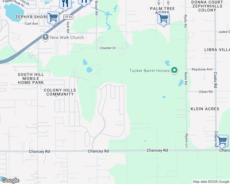 map of restaurants, bars, coffee shops, grocery stores, and more near 3801-33999 Privet Court in Zephyrhills