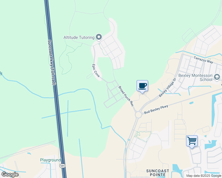map of restaurants, bars, coffee shops, grocery stores, and more near 3974 Blue Lantana Lane in Land O' Lakes