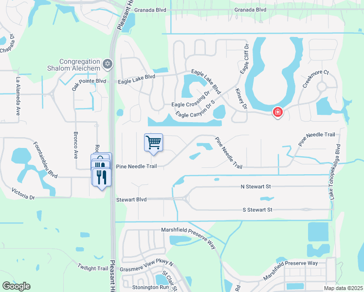 map of restaurants, bars, coffee shops, grocery stores, and more near 3000 Pinewood Court in Kissimmee