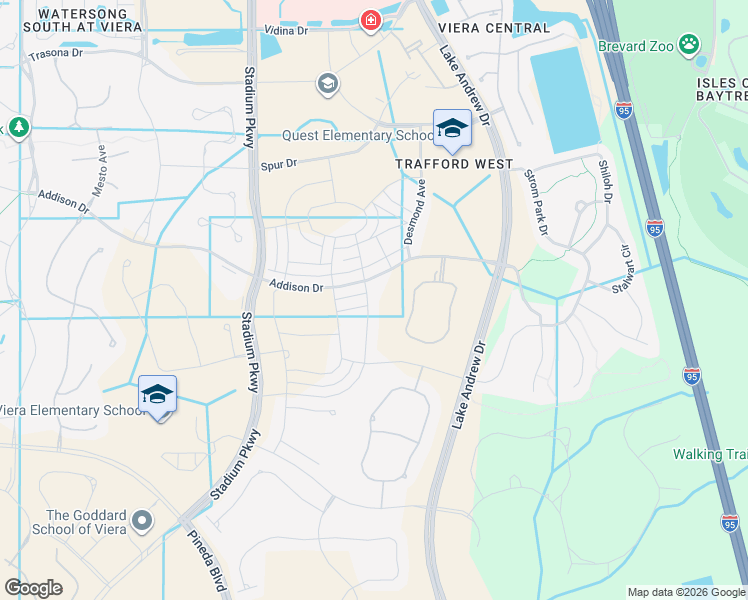 map of restaurants, bars, coffee shops, grocery stores, and more near 2300 Addison Drive in Melbourne