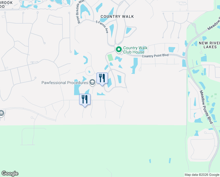 map of restaurants, bars, coffee shops, grocery stores, and more near 4022 Waterville Avenue in Wesley Chapel