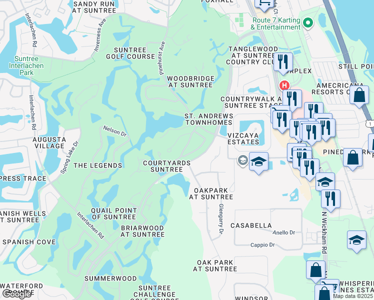 map of restaurants, bars, coffee shops, grocery stores, and more near 709 Pine Island Drive in Melbourne