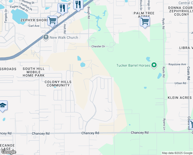 map of restaurants, bars, coffee shops, grocery stores, and more near 4901 Arrowwood Drive in Zephyrhills