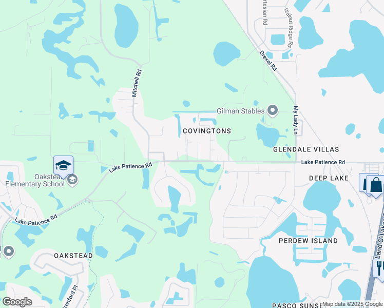 map of restaurants, bars, coffee shops, grocery stores, and more near 4030 Reflections Drive in Land O' Lakes