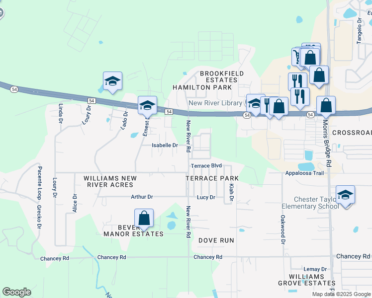 map of restaurants, bars, coffee shops, grocery stores, and more near 33718 Isabelle Drive in Zephyrhills