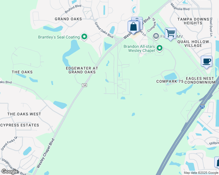 map of restaurants, bars, coffee shops, grocery stores, and more near 4101 Hay Road in Lutz