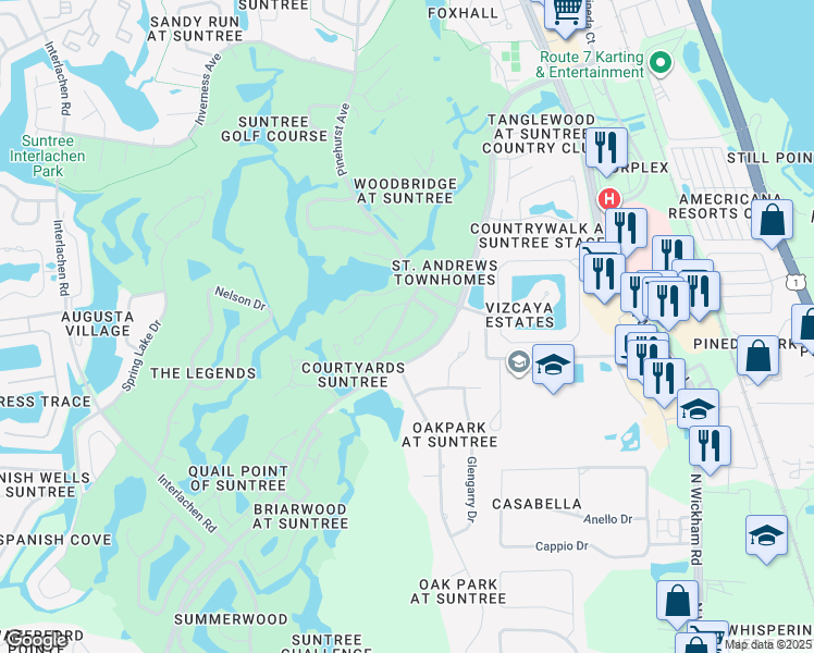 map of restaurants, bars, coffee shops, grocery stores, and more near 709 Pine Island Drive in Melbourne