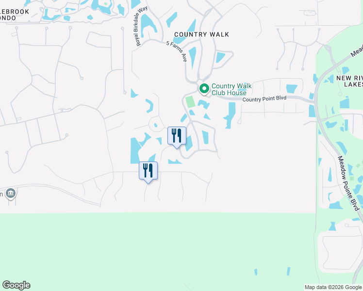 map of restaurants, bars, coffee shops, grocery stores, and more near 4102 Waterville Avenue in Wesley Chapel