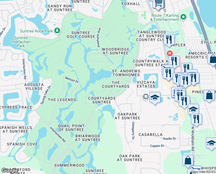 map of restaurants, bars, coffee shops, grocery stores, and more near 739 Green Valley Lane in Melbourne