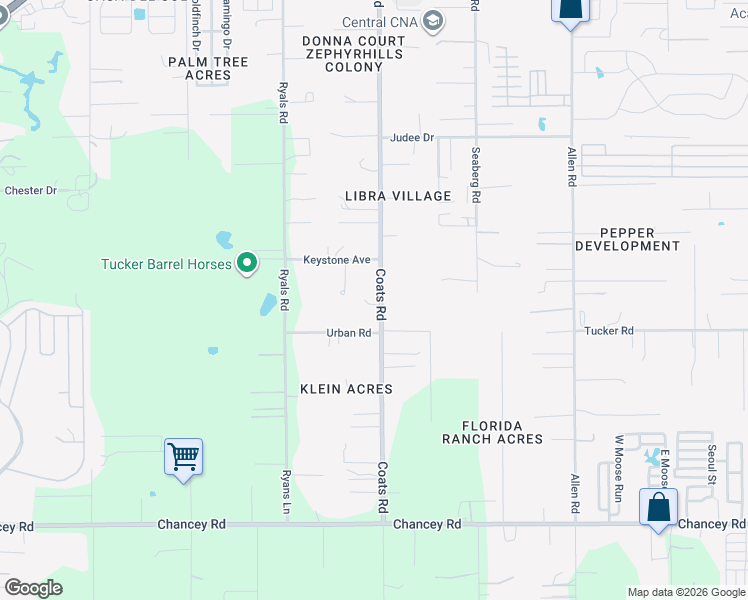 map of restaurants, bars, coffee shops, grocery stores, and more near 4047 Coats Road in Zephyrhills