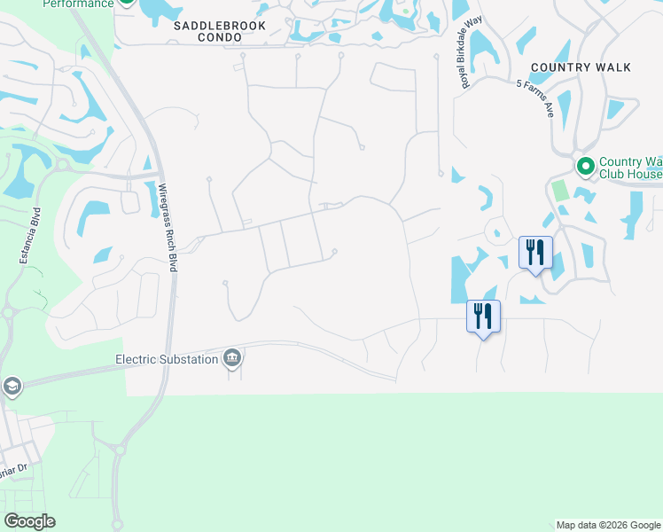 map of restaurants, bars, coffee shops, grocery stores, and more near 30016 Bermuda Dunes Way in Wesley Chapel