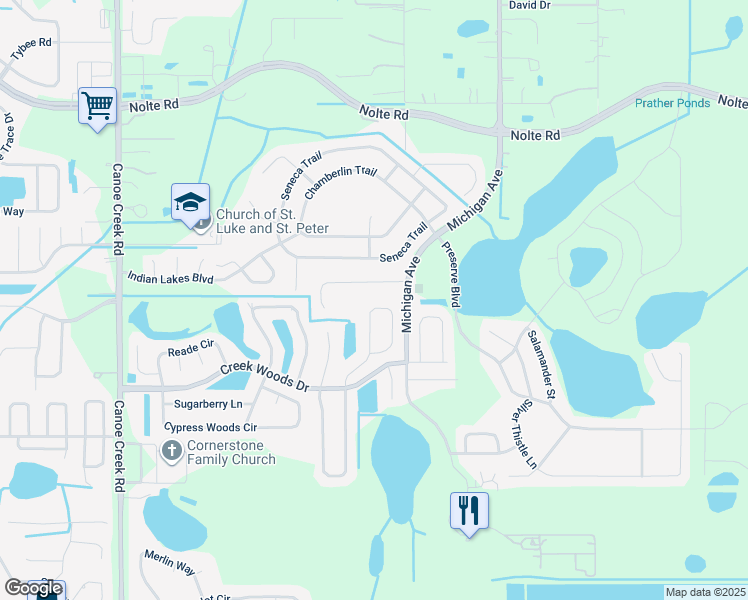 map of restaurants, bars, coffee shops, grocery stores, and more near 1164 Anne Elisa Circle in Saint Cloud