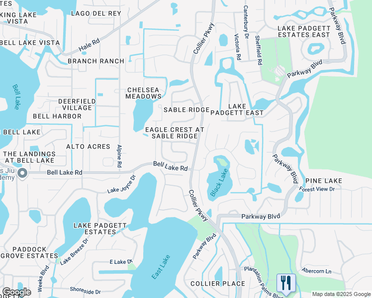 map of restaurants, bars, coffee shops, grocery stores, and more near 4015 Marlow Loop in Land O' Lakes