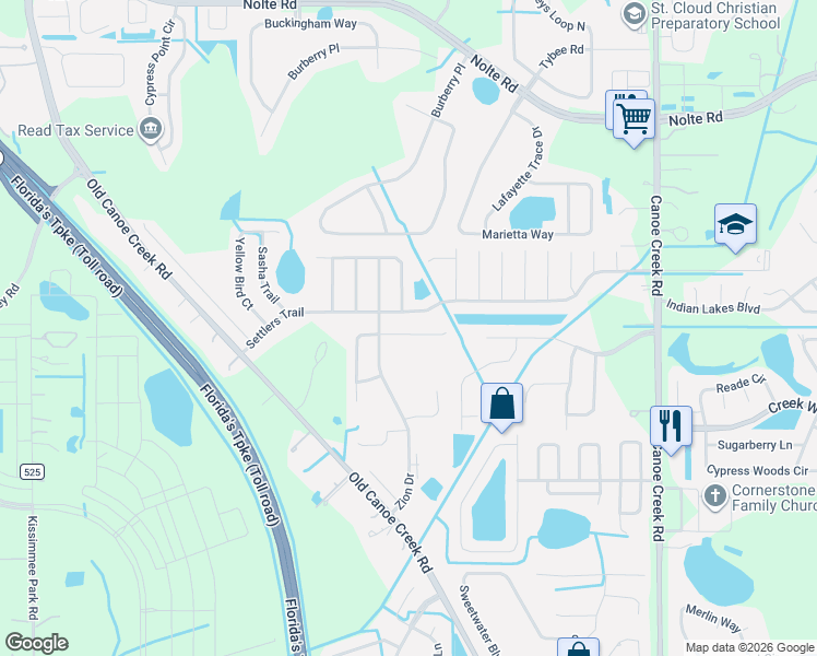 map of restaurants, bars, coffee shops, grocery stores, and more near 2807 Jebidiah Court in St. Cloud