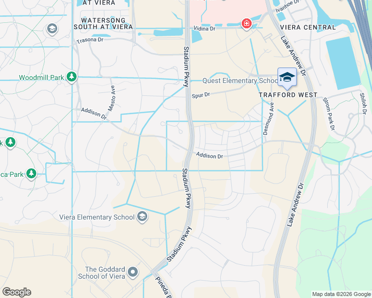 map of restaurants, bars, coffee shops, grocery stores, and more near Addison Drive in Melbourne