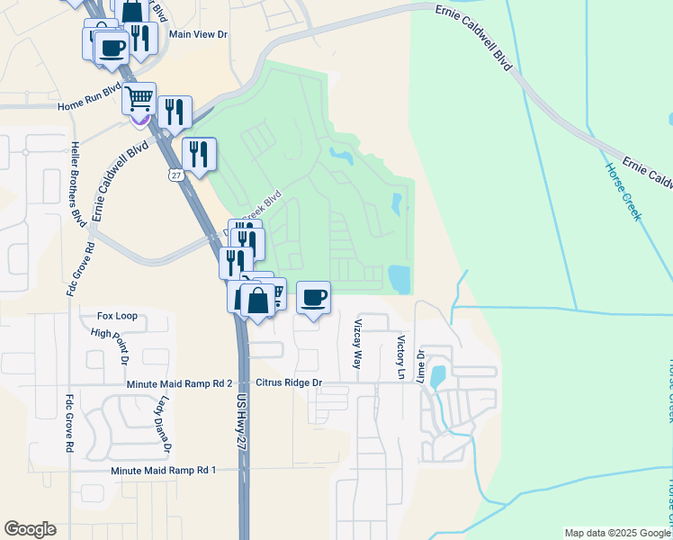 map of restaurants, bars, coffee shops, grocery stores, and more near 227 Broken Woods Boulevard in Davenport