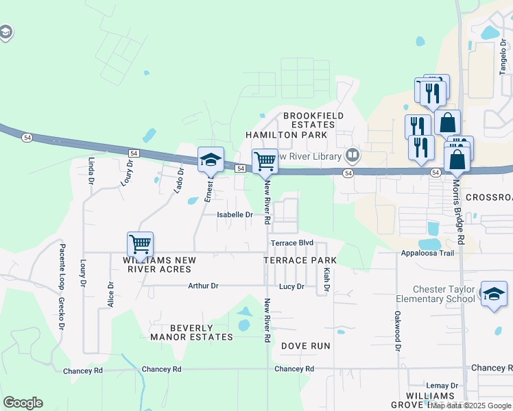 map of restaurants, bars, coffee shops, grocery stores, and more near 33718 Isabelle Drive in Zephyrhills