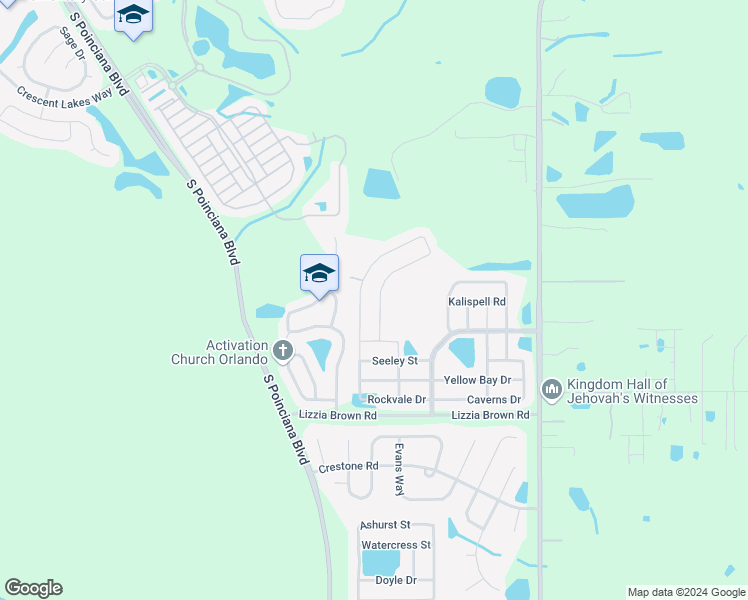 map of restaurants, bars, coffee shops, grocery stores, and more near 4883 Rockvale Drive in Kissimmee