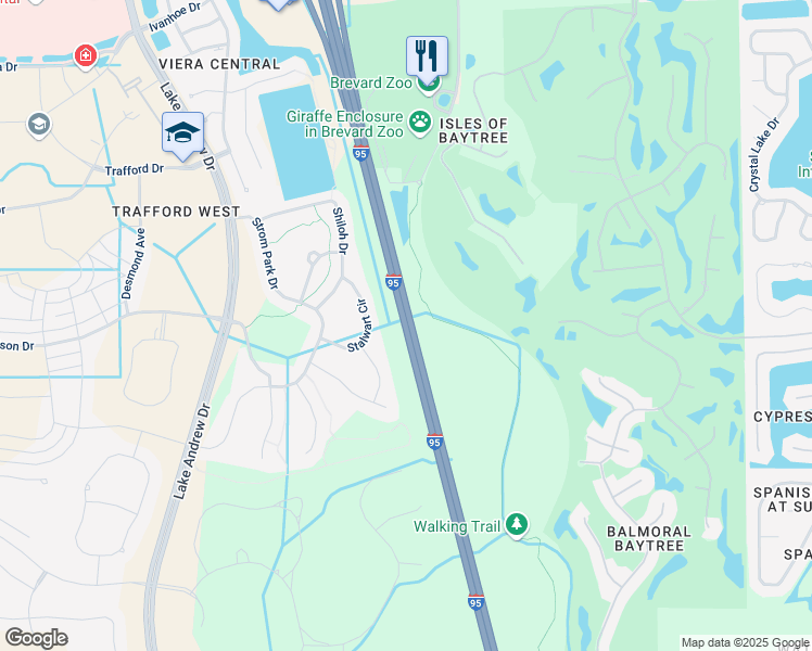 map of restaurants, bars, coffee shops, grocery stores, and more near Highway 9 in Melbourne