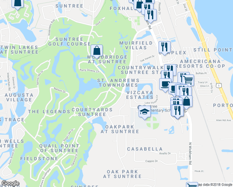 map of restaurants, bars, coffee shops, grocery stores, and more near 719 Spring Valley Drive in Melbourne