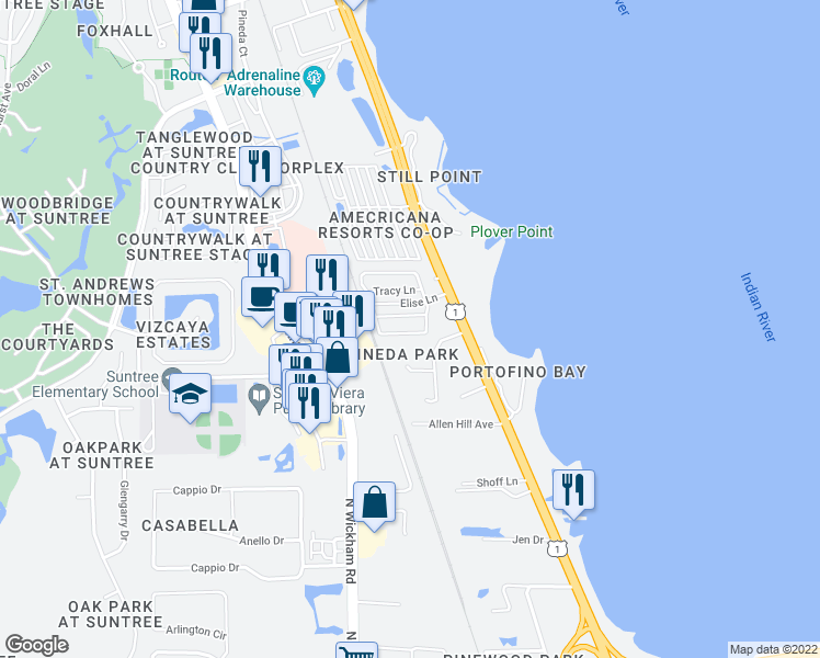 map of restaurants, bars, coffee shops, grocery stores, and more near 660 Kristy Circle in Melbourne