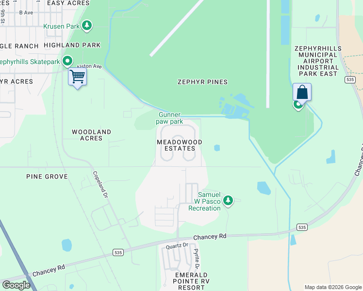 map of restaurants, bars, coffee shops, grocery stores, and more near 39656 Meadowood Loop in Zephyrhills
