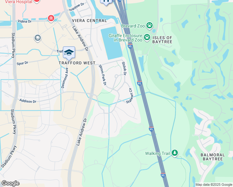 map of restaurants, bars, coffee shops, grocery stores, and more near 1256 Shiloh Drive in Melbourne