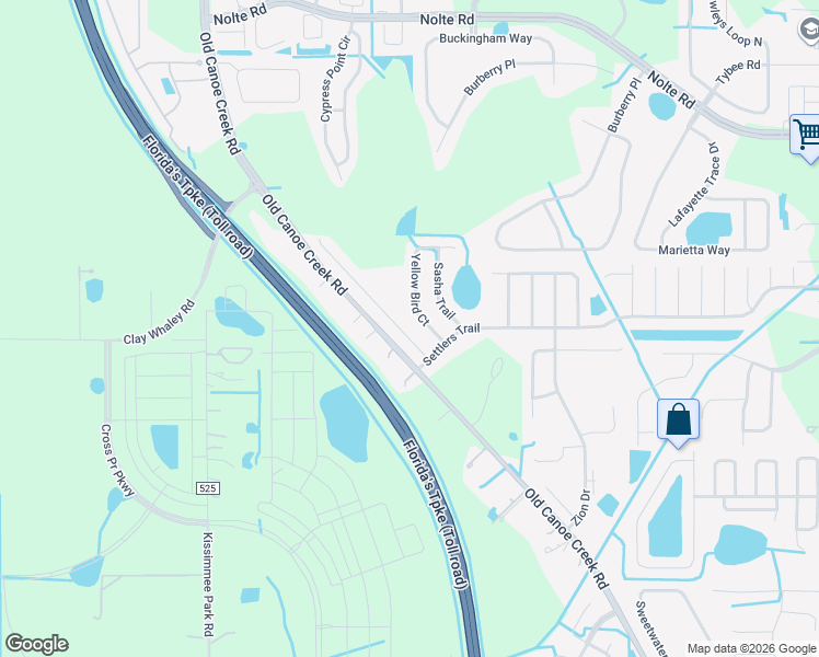 map of restaurants, bars, coffee shops, grocery stores, and more near 3599 Yellow Bird Court in St. Cloud