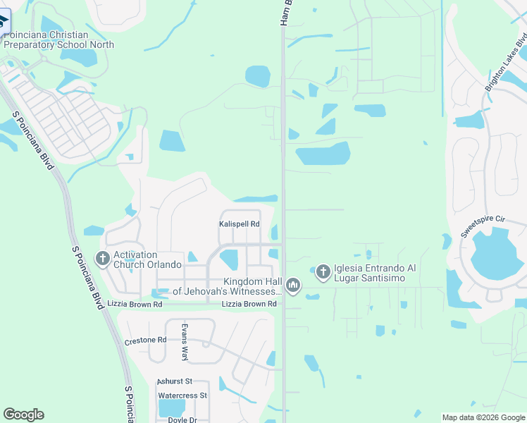 map of restaurants, bars, coffee shops, grocery stores, and more near 2726 Big Timber Drive in Kissimmee