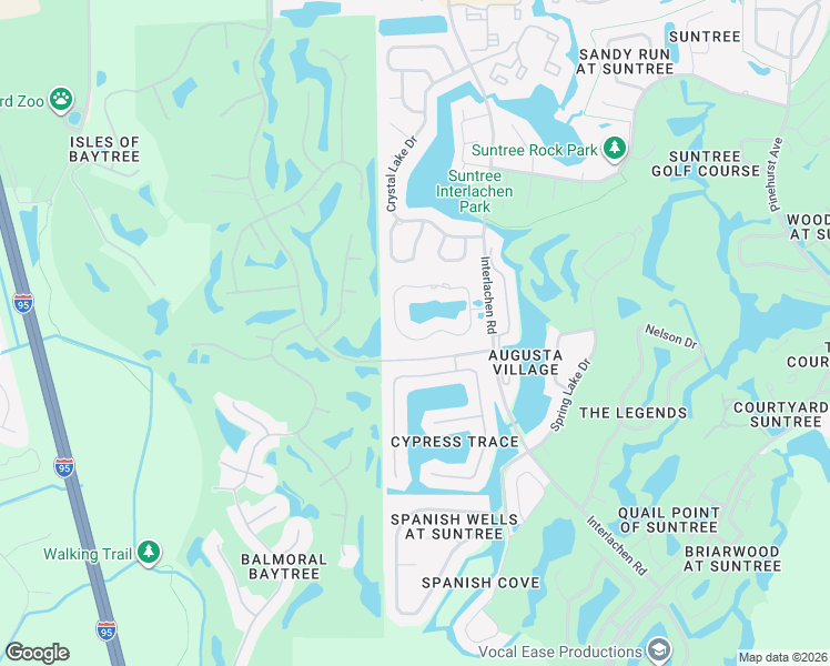 map of restaurants, bars, coffee shops, grocery stores, and more near 1353 Silver Lake Drive in Melbourne